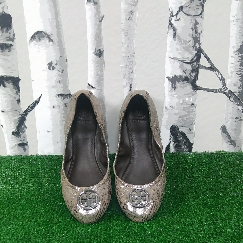 Tory Burch Heidi Gunmetal Metallic Ballet Flat 7.5